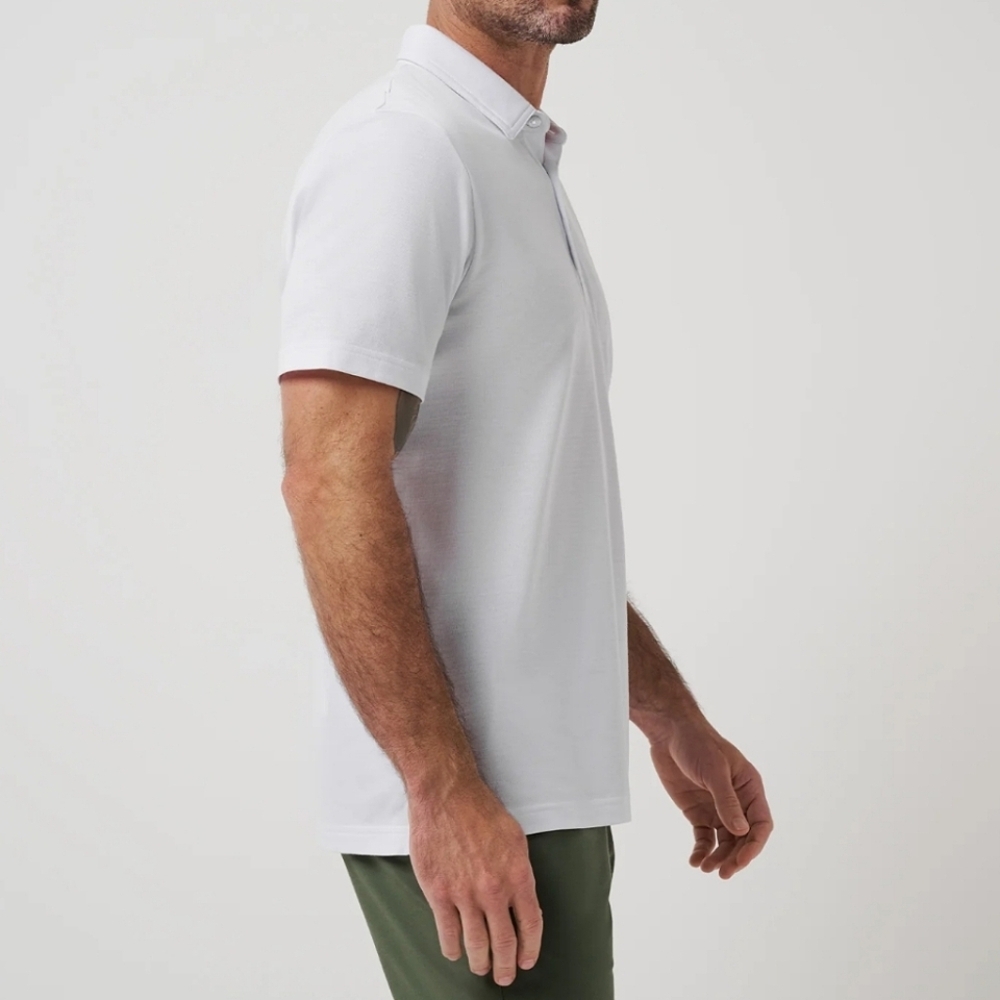 🌿 Travis Mathew Men's White Polo Golf Shirt, Size L ~ EUC